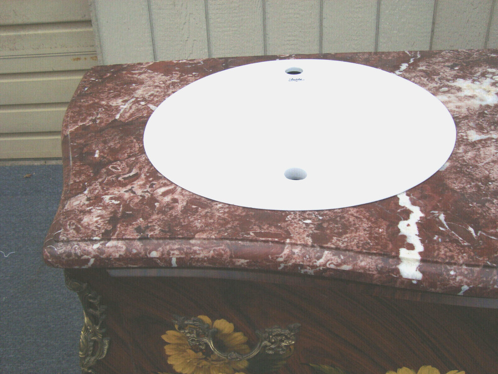 61625 Hand Painted Decorator Bathroom Double Sink Cabinet