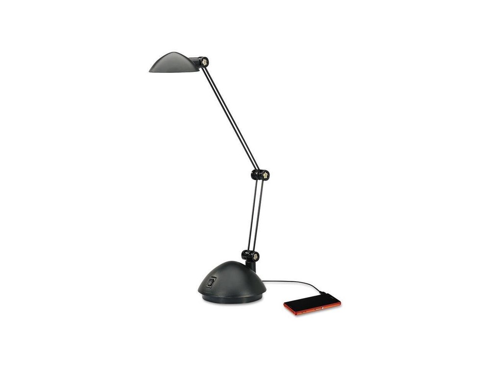 TwinArm Task LED Lamp with USB Port, 18 1/2", Black