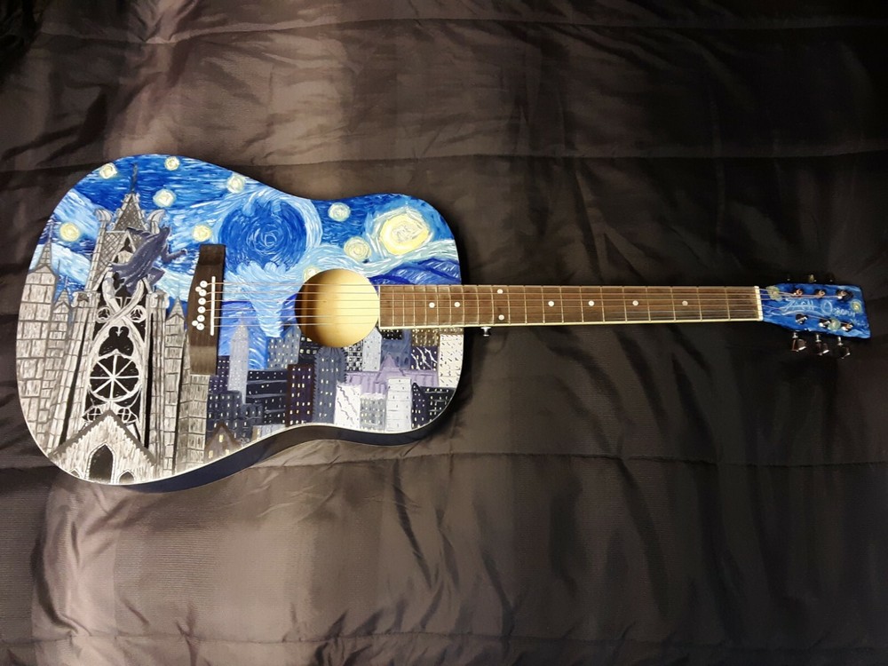 Starry Knight Guitar, Hand-painted custom artwork