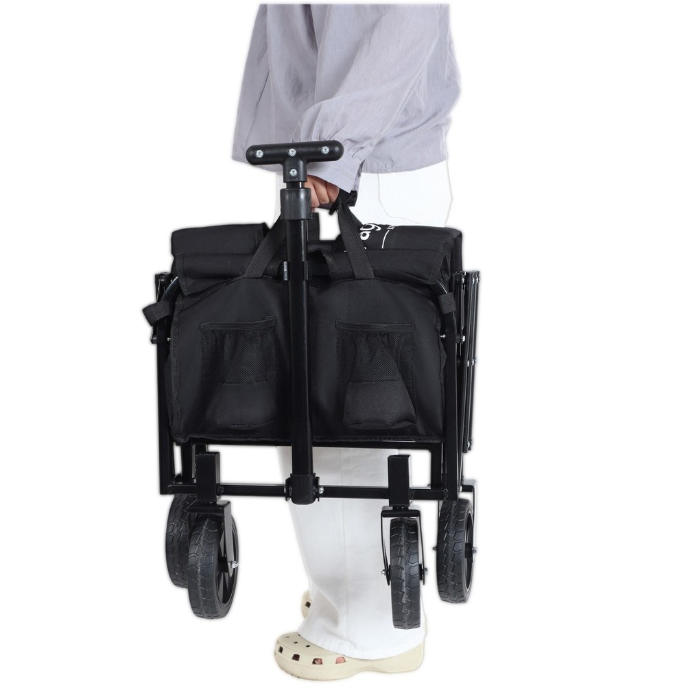 225 lbs Expandable Dual-Layer Utility Collapsible Wagon Cart w/ 100% Extra Space