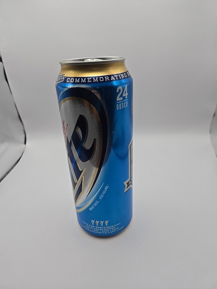 Miller Lite Beer Can Dodgers Baseball 50th Anniversary Logo 2008 EMPTY Damage