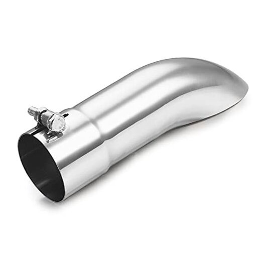 Turn Down Exhaust Tip  Polished Tailpipe Tip with & Outlet 9" 2.5" Inlet Silver
