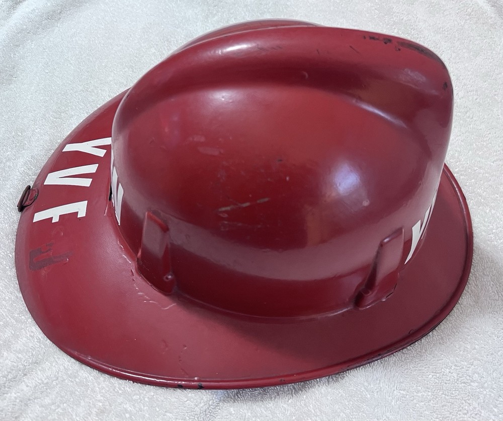 VTG MSA Fireman’s Helmet Red with original adjustable strap.