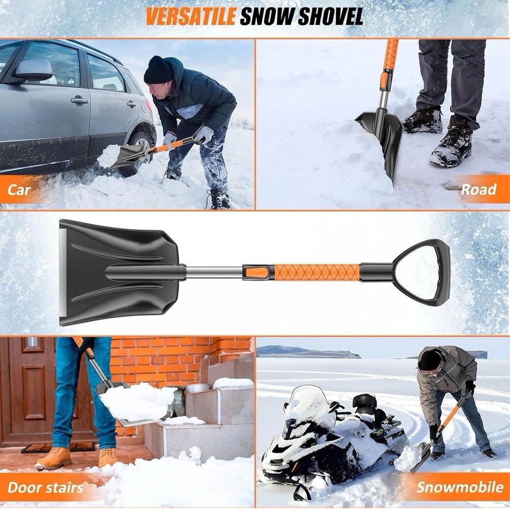 4 In 1 Extendable Snow Brush Ice Scraper For Car Windshield DERL