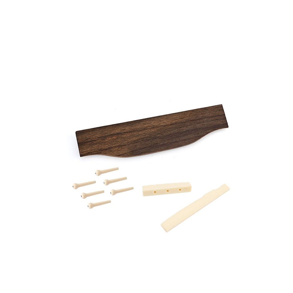 6 String Rosewood Acoustic Guitar Bridge Saddle Nut End Pins Pearl Shell Dot