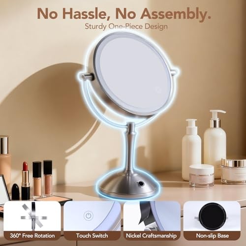 Vanity Mirror with Lights,360 Mirror Magnifying Mirror with Light 10X,3 Light
