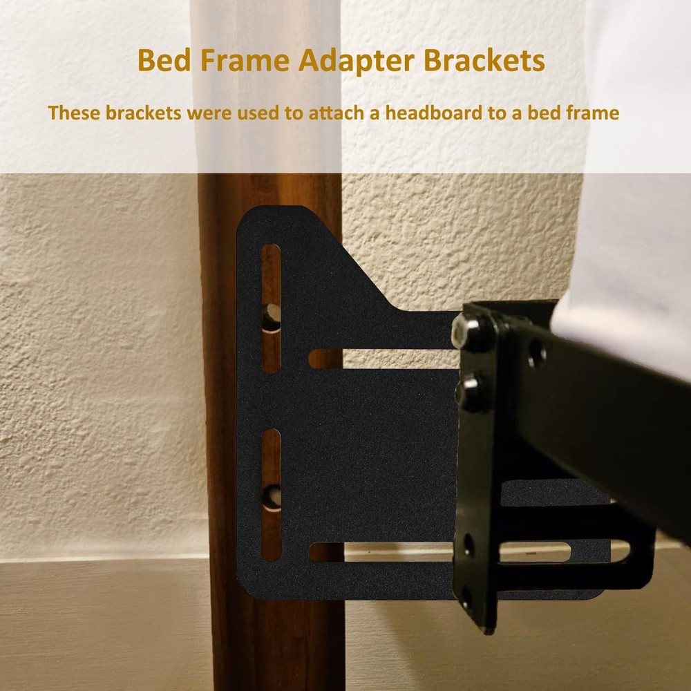 VANROUG 2 Pcs Bed Frame Brackets for Headboard, Adapter Black