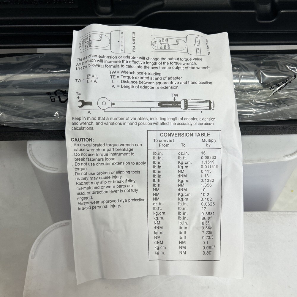 🔥Master Mechanic 1/2” Drive Adjustable Torque Wrench With Micro Meter Window
