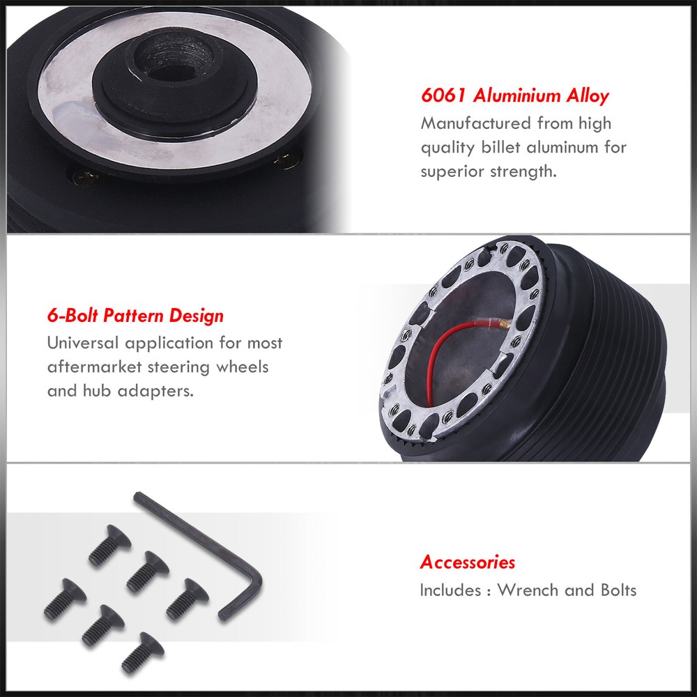 6 Bolt Steering Wheel Hub Adapter Quick Release For 1990-2005 Eclipse 1G 2G 3G