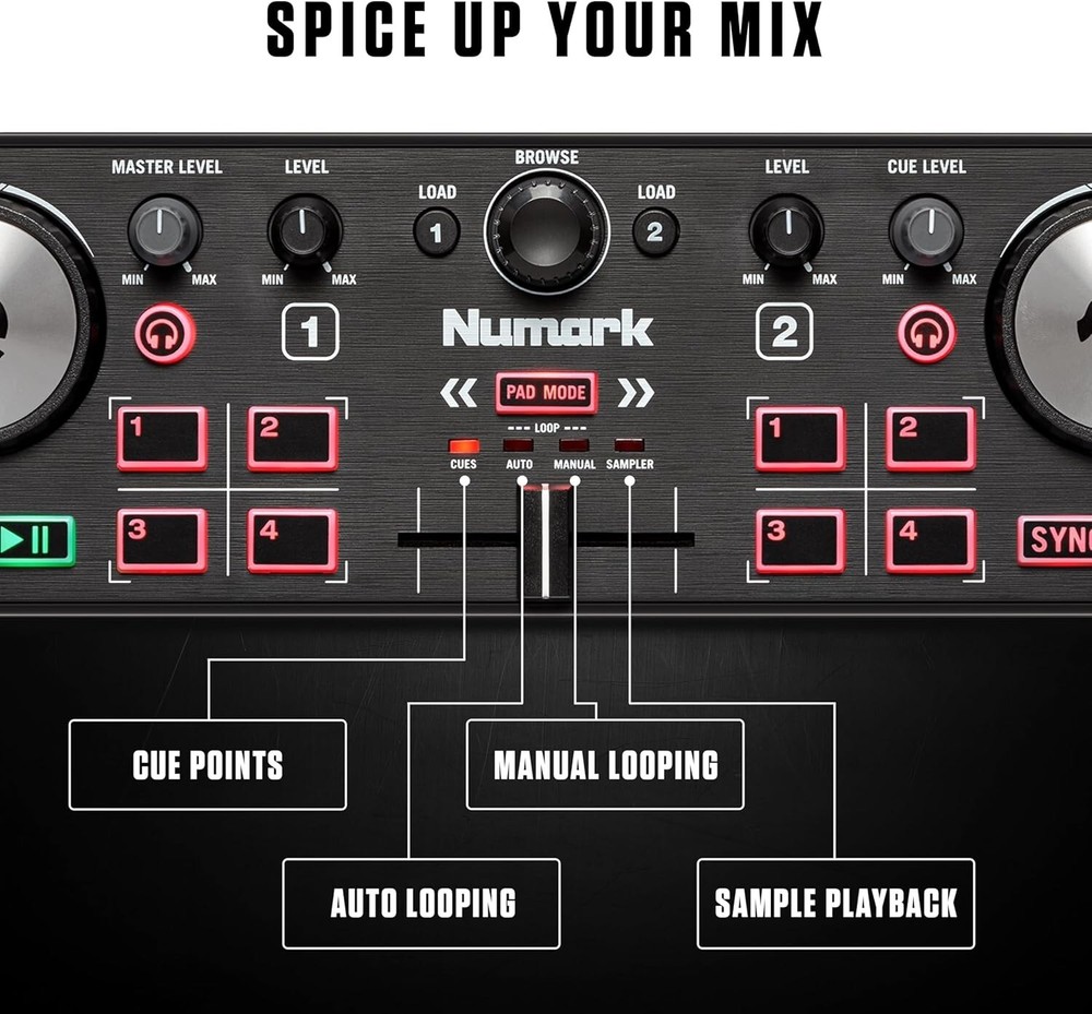 DJ2GO2 Touch: Compact USB DJ Controller with Built-in Audio Interface & Effects