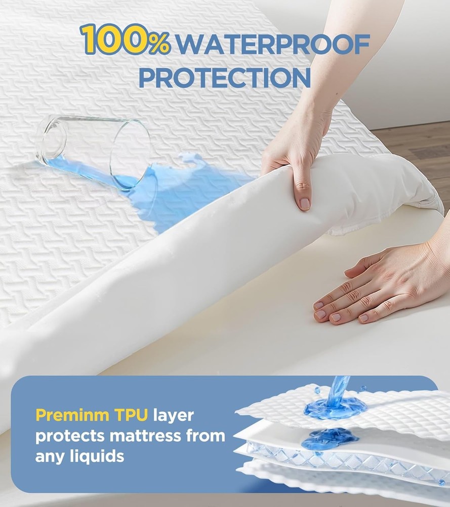 100% Waterproof King Mattress Protector, Hypoallergenic Viscose Made