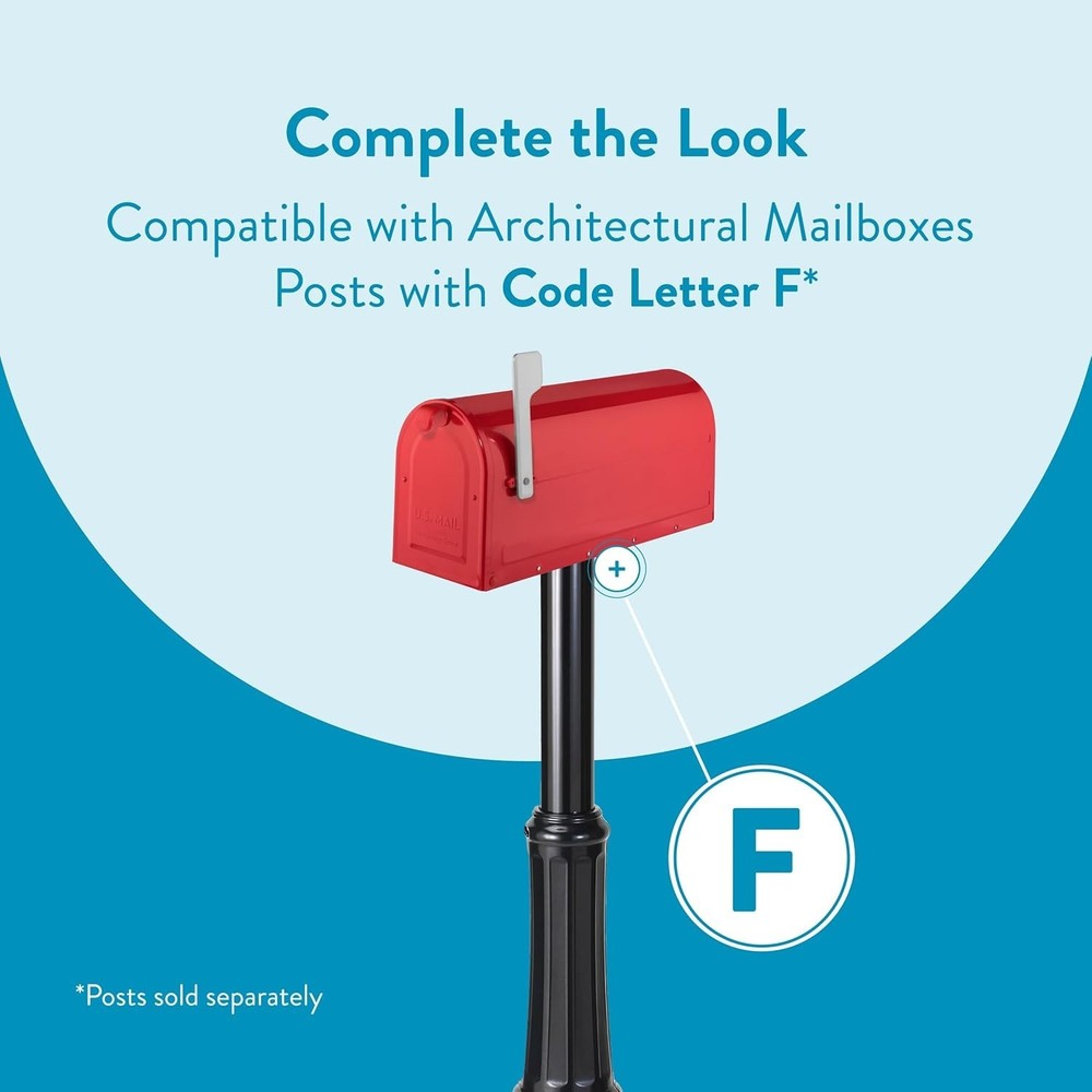 Elegant Medium Red Mailbox - USPS Approved Post Mount, Durable & Weather Ready