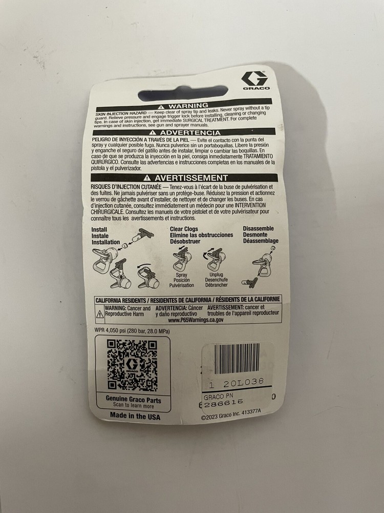 Graco RAC 5 Switch Tip Reversible Spray Tip 286615