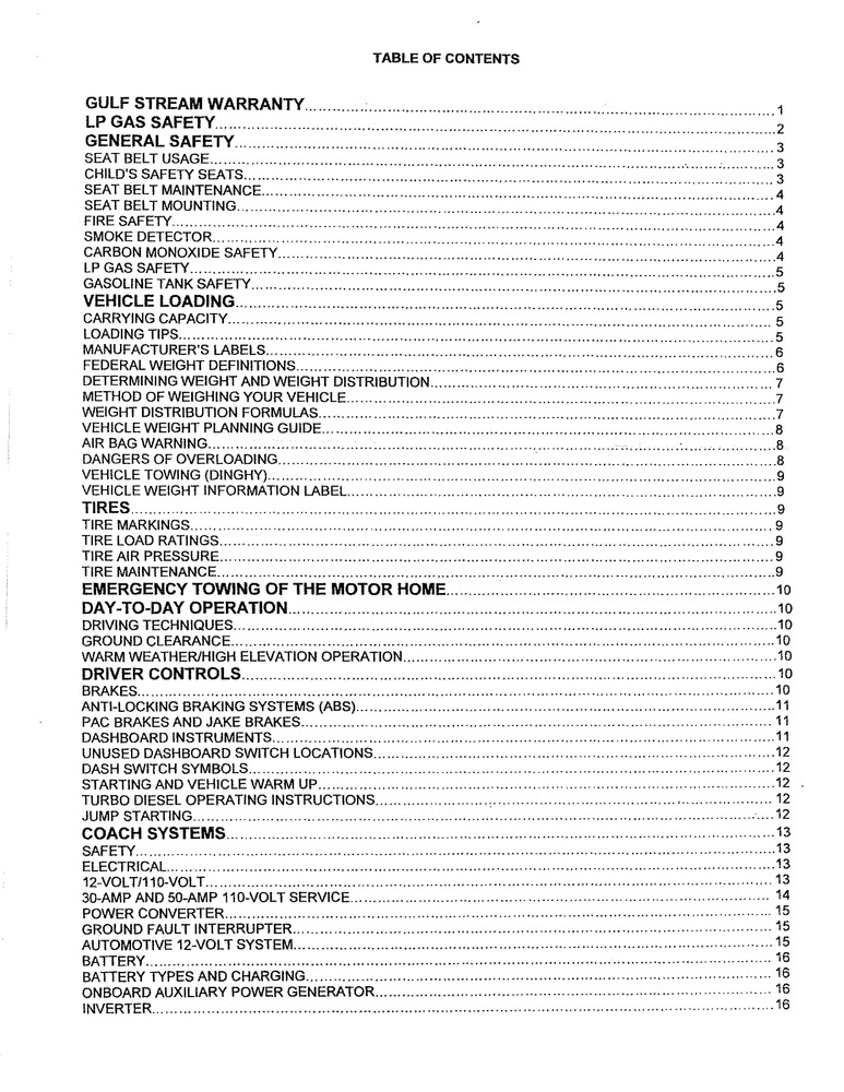 Gulf Stream 2002-2004 Motor Home Owners Operation Manual User Guide Coil Bound