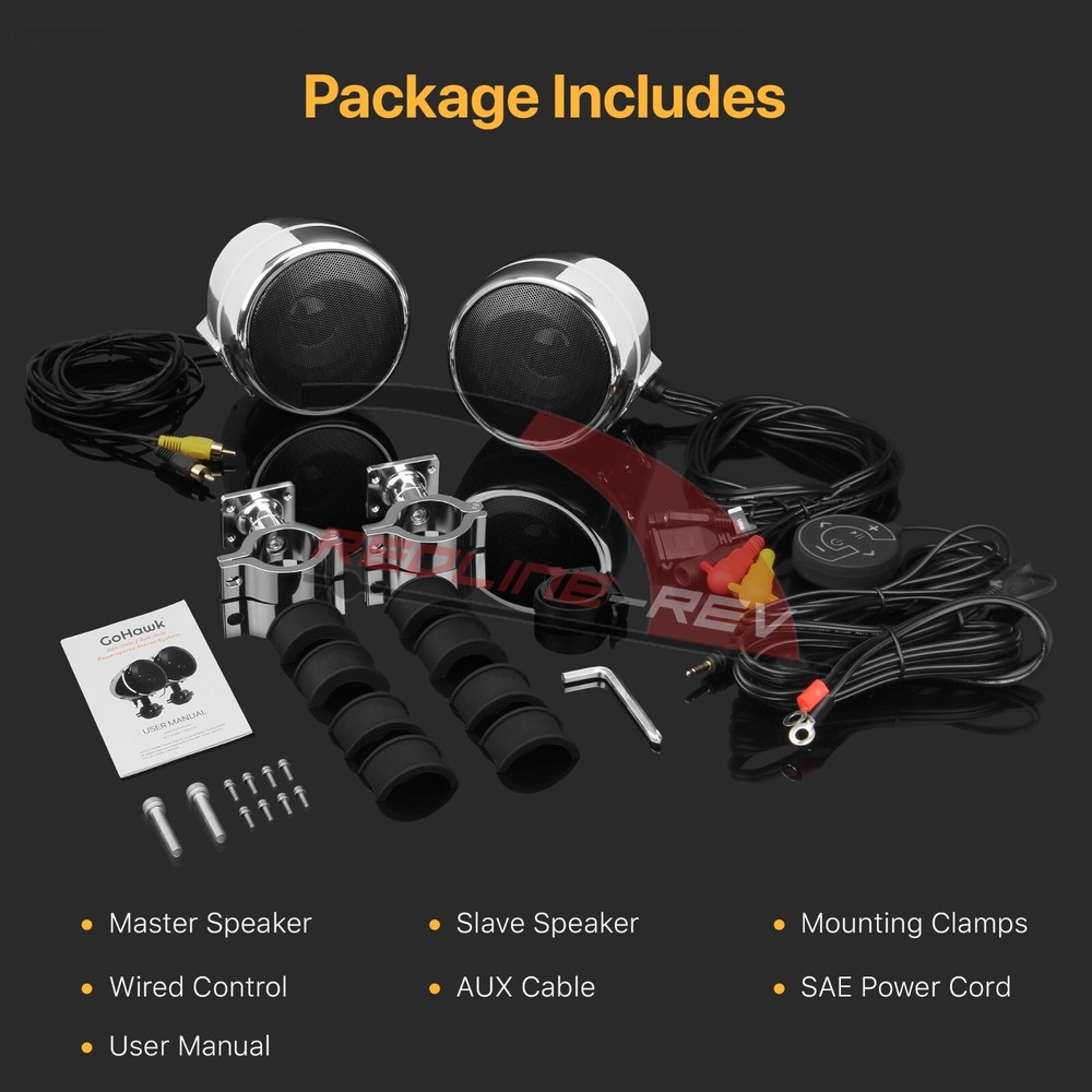 Waterproof Bluetooth Motorcycle Amp Stereo LED Audio Speakers System USB Harley