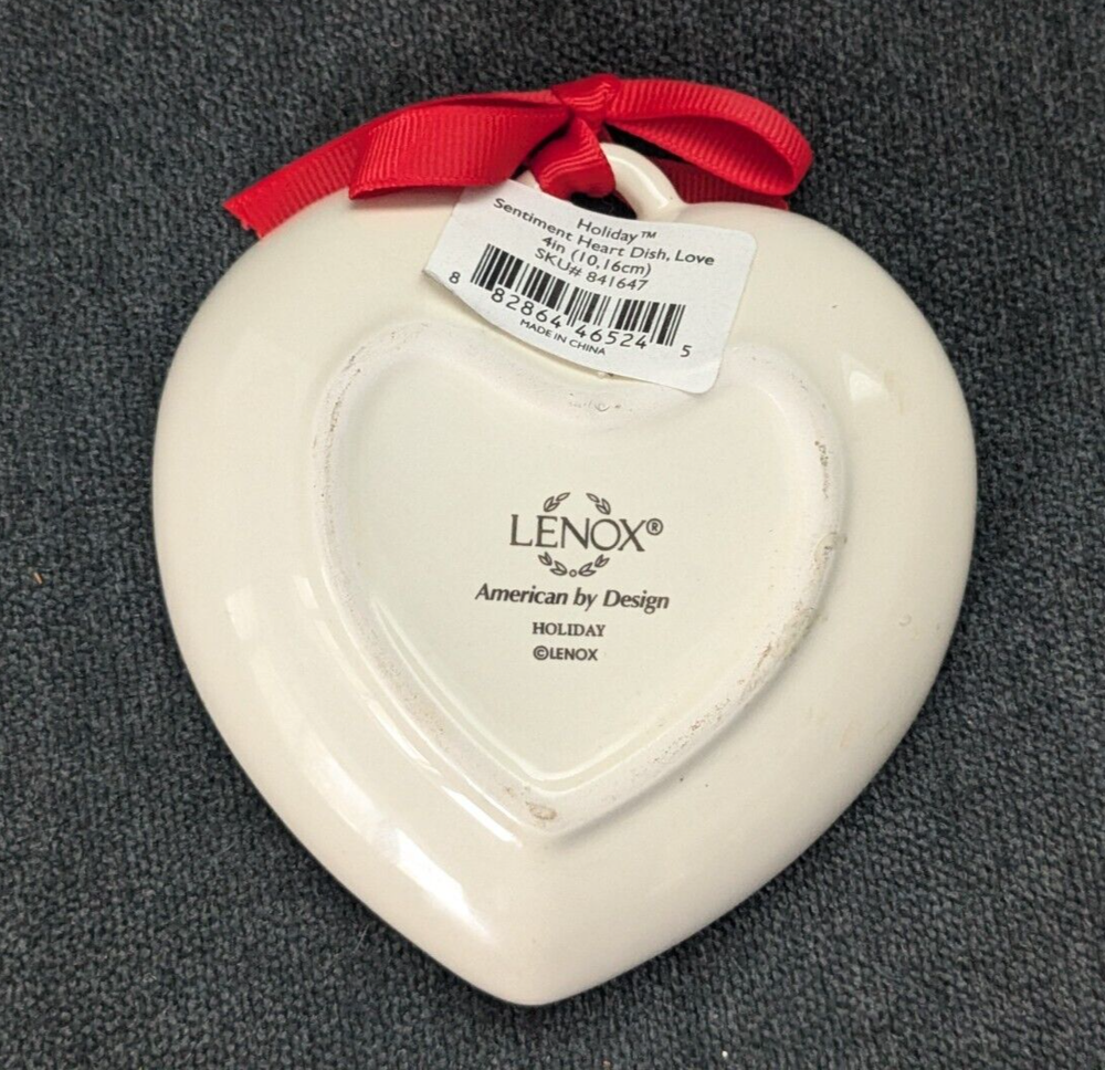 Lenox Christmas Sentiment Heart Dish LOVE