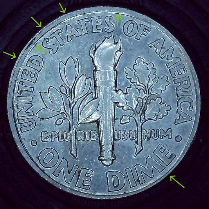 1993 P Dime error DDR and misaligned die
