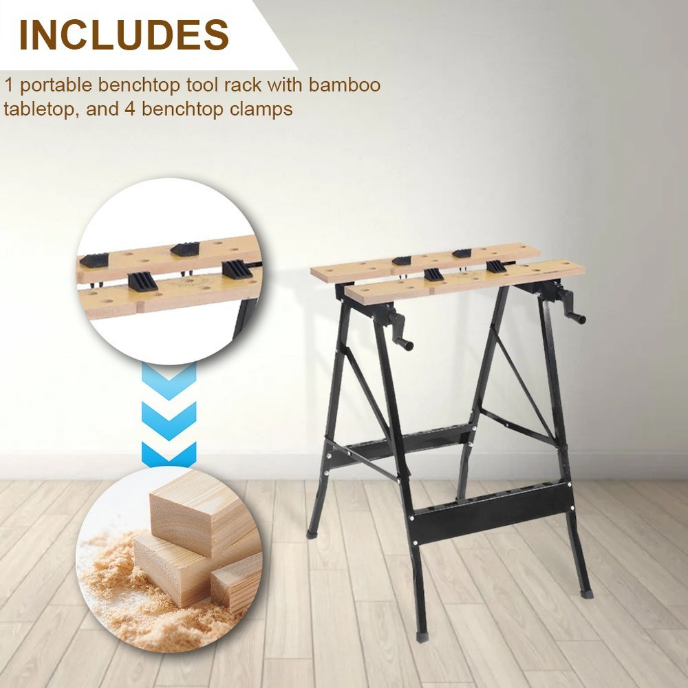 Workbench Foldable Wooden Portable Clamping Folding Worktop Table With Stand DIY