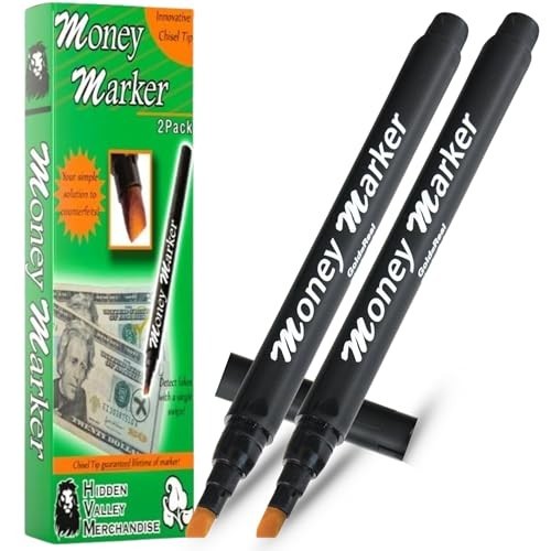Counterfeit Money Detector Pens - 2 Pack, Upgraded Chisel Tip Bill Checker, Dete