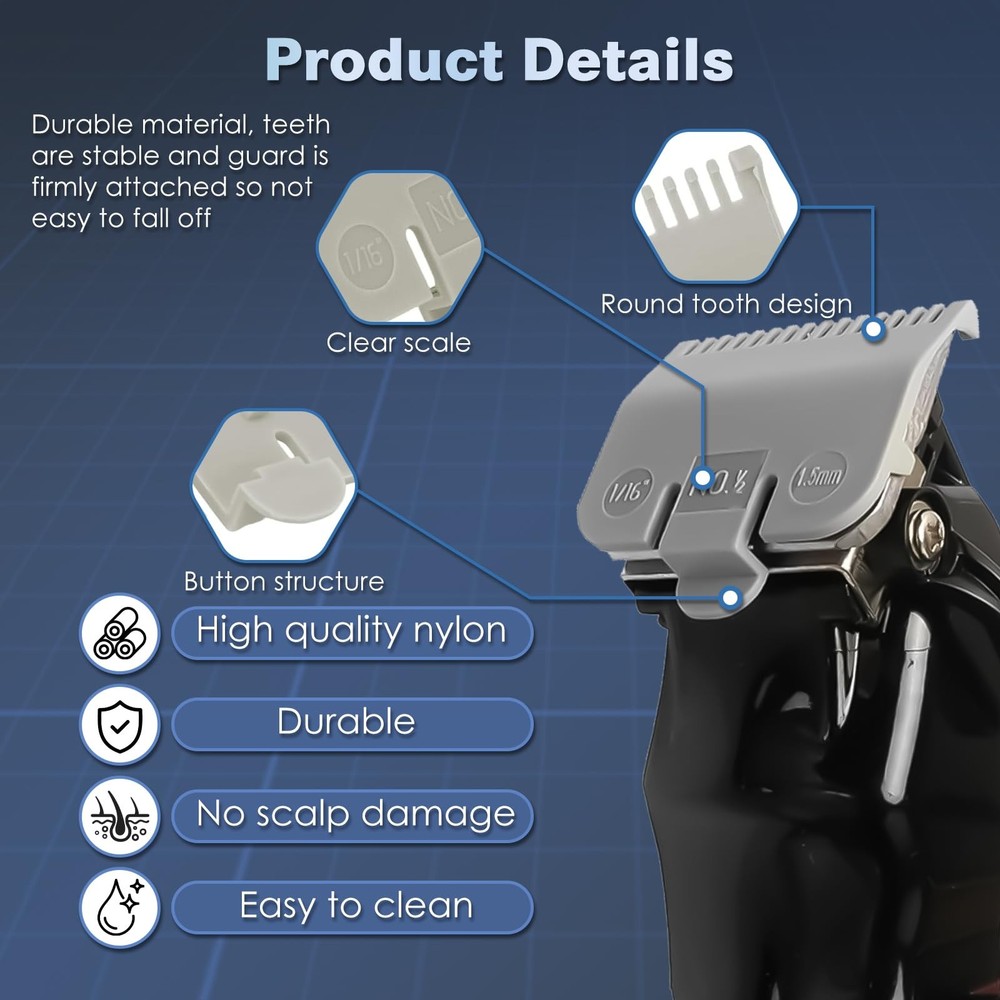 2 Pack Replacement for 1/2 Wahl Clipper Guards Set,1/16" 1.5mm Hair Grey