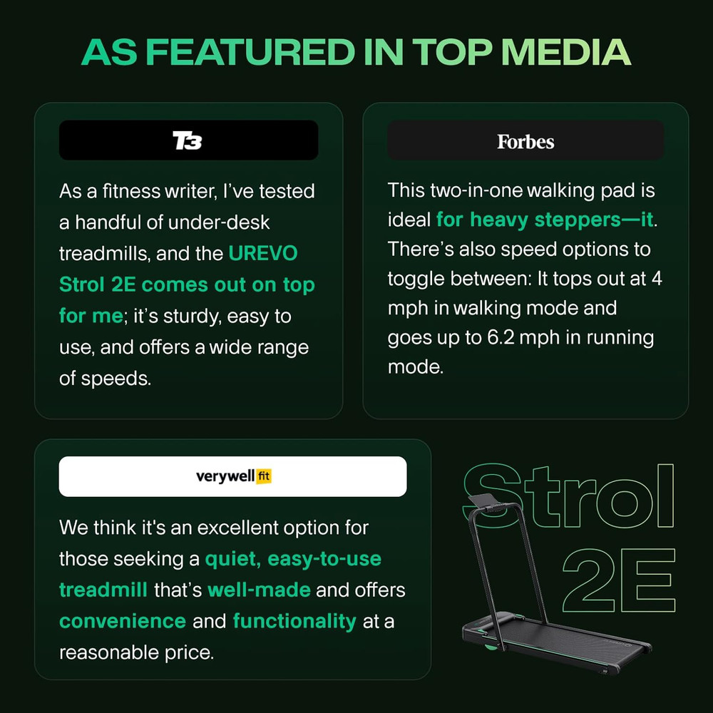 Strol 2E Smart 2-In-1 Folding Treadmill, Compact Walking Pad with Safety Handle,