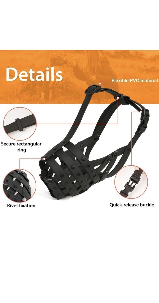 Muzzle For Large Sized Dogs Prevents Biting Scavenging Basket Style Black