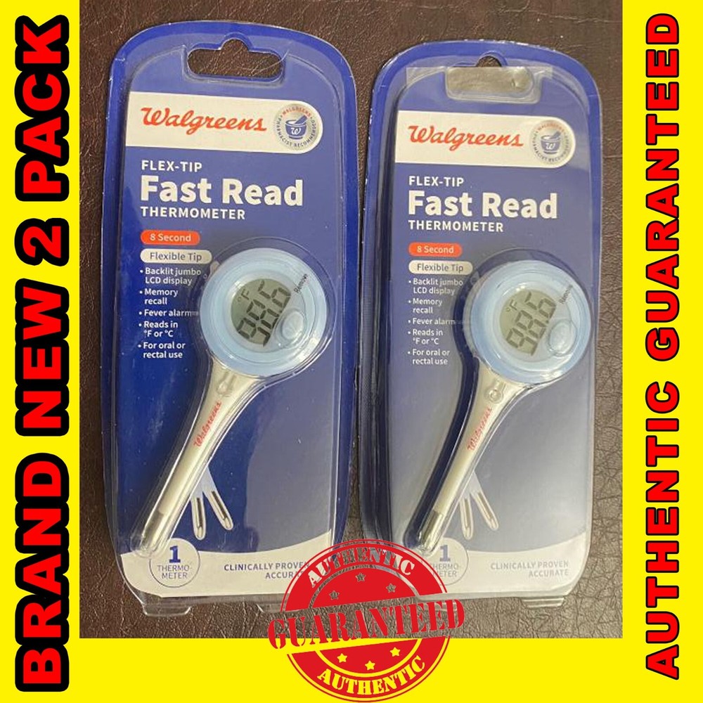 Walgreens Flexible Tip Fast Read Thermometer 8 Second Backlit Jumbo LCD Display