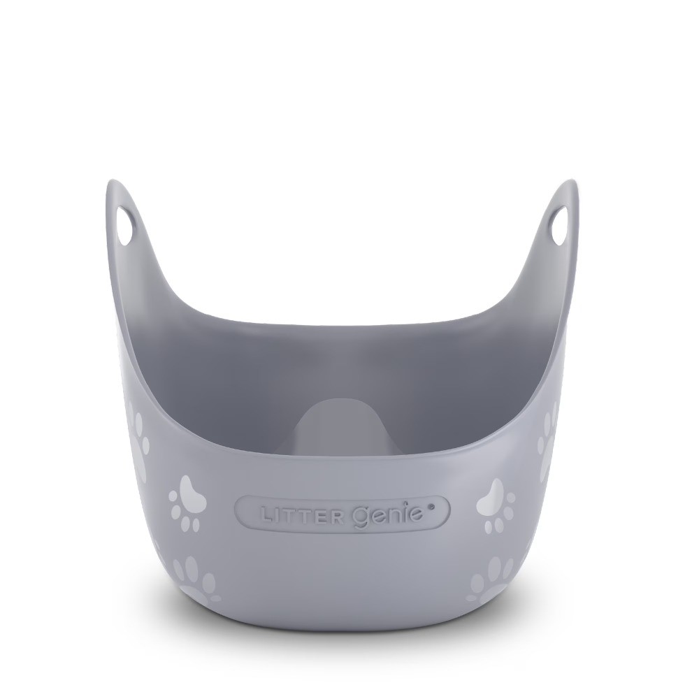 High-Sided Cat Litter Box with Handles, Silver