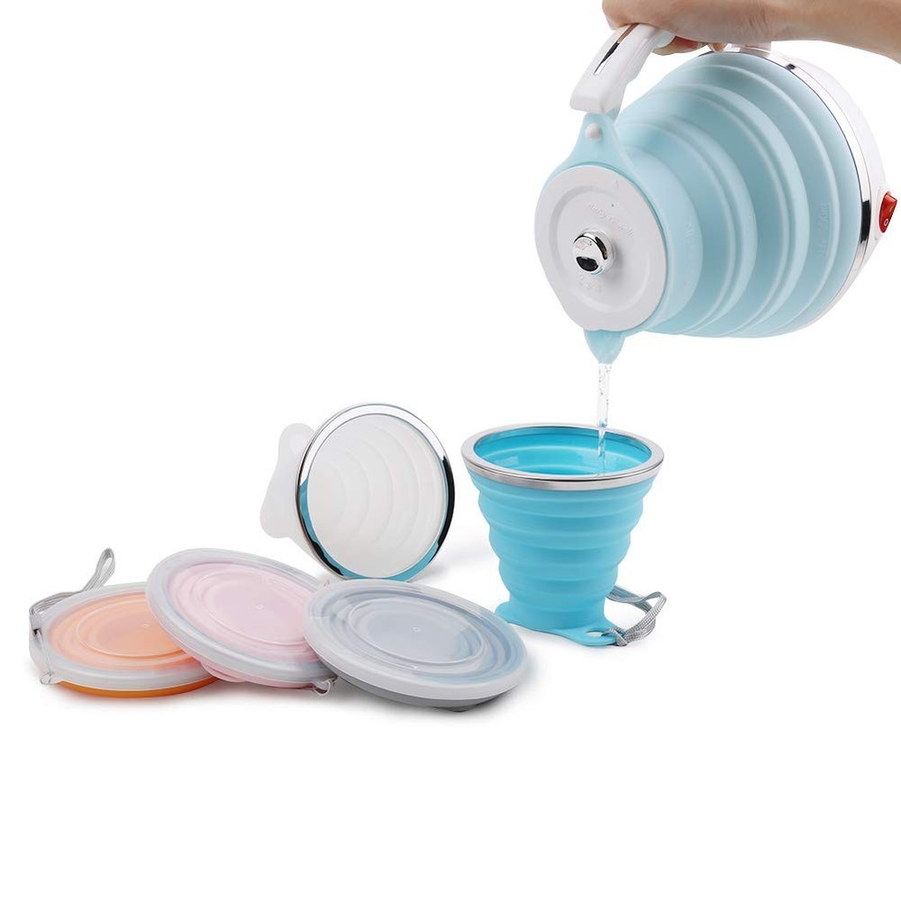 Upgrade Travel Kettle, Food Grade Silicone Dual Voltage 110-220V Ultrathin Po...