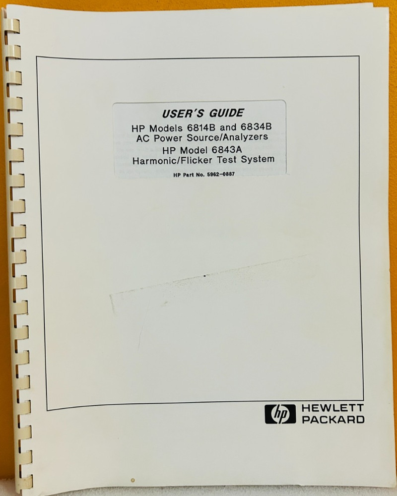 HP 5962-0888 1996 6814B & 6834B AC Power Source/Analyzers User's Guide Manual.