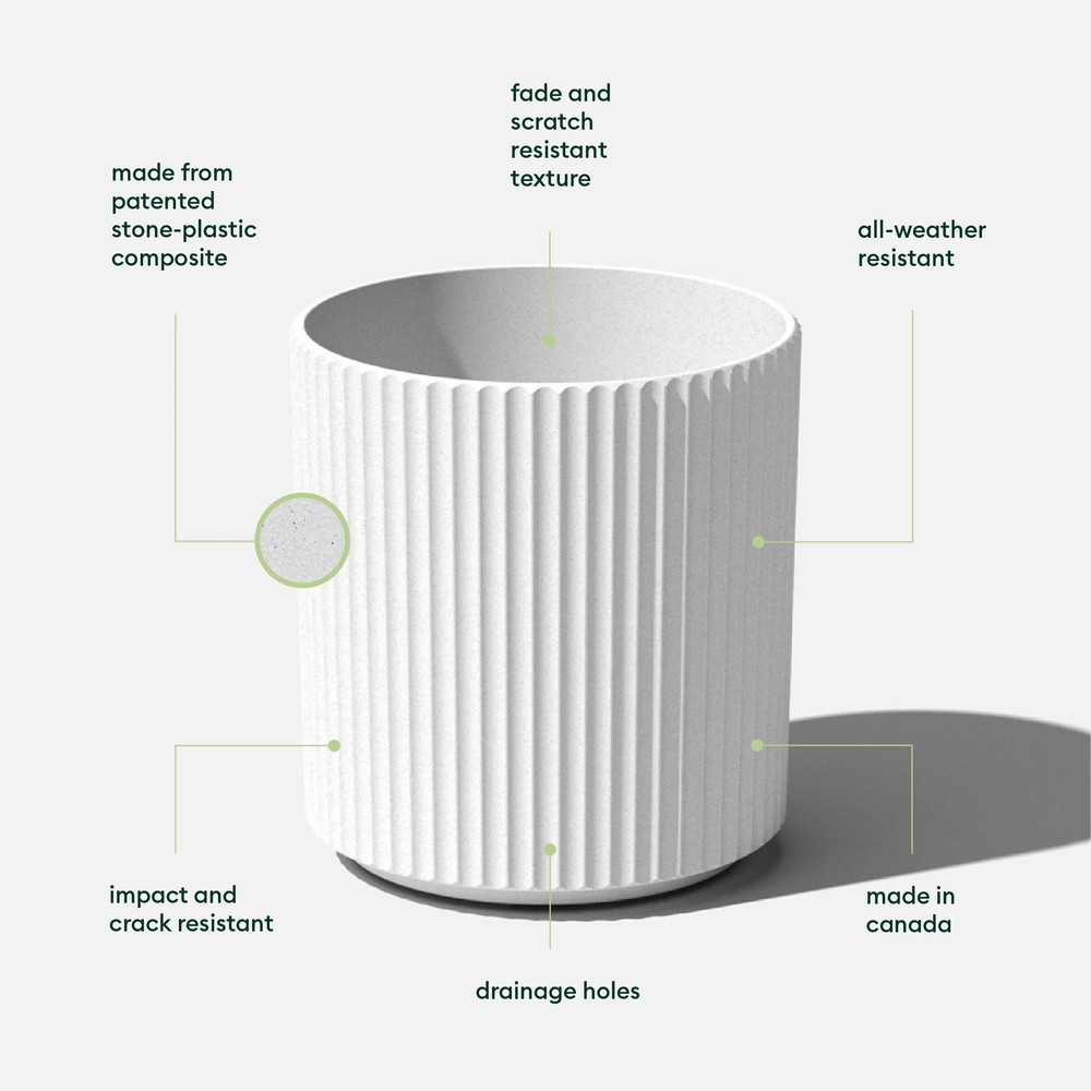Sunside by Veradek 16" Ripple White Planter