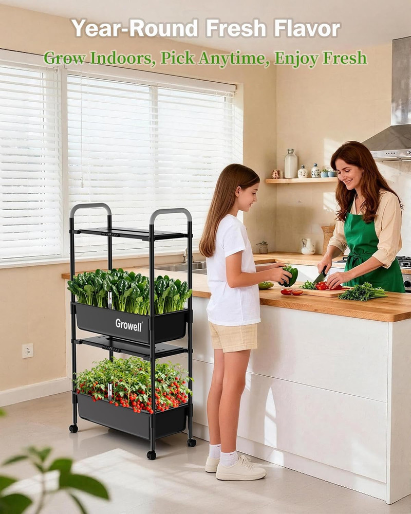 Vertical Hydroponics Growing System with LED Light & Water Pump, 54 Pods
