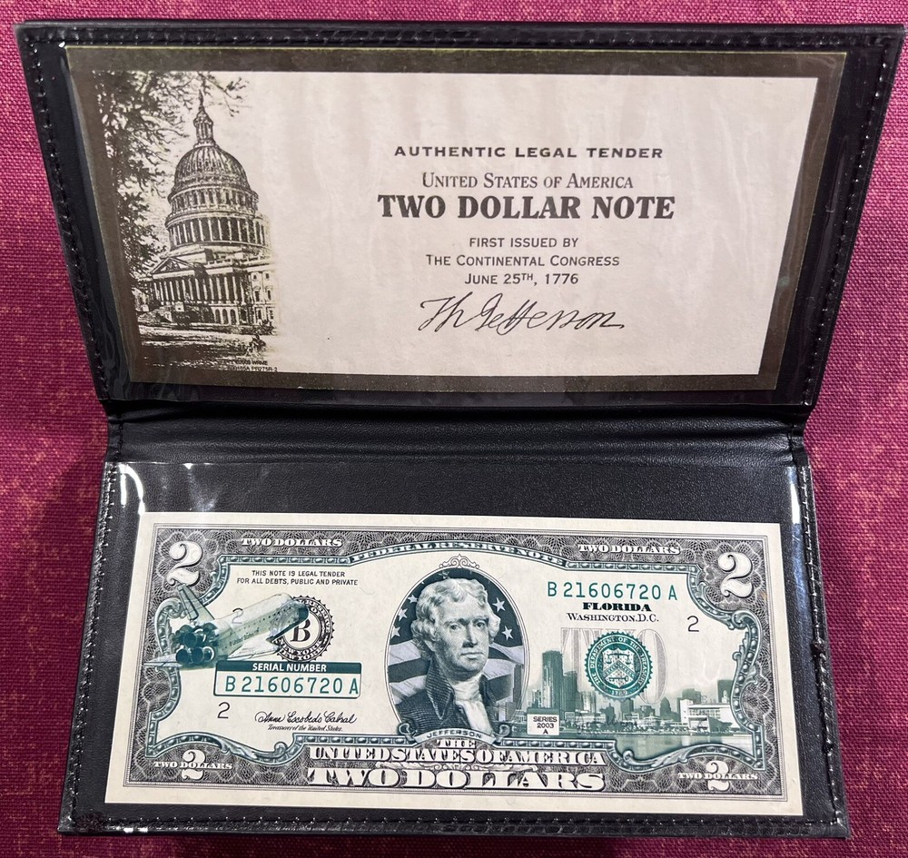 2003 US TWO DOLLAR UNCIRCULATED NOTE BILL WORLD RESERVE MONETARY EXCHANGE
