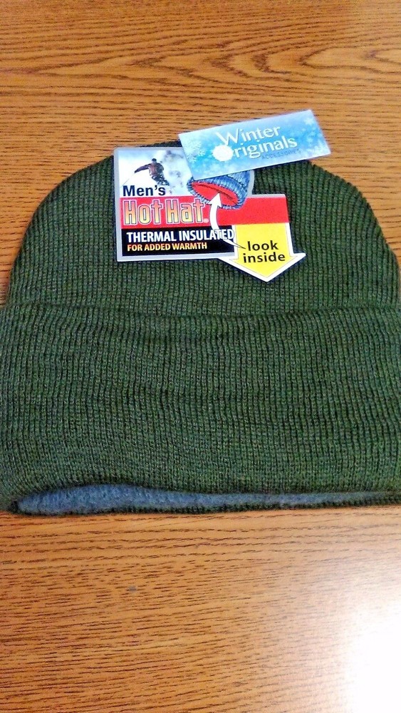 *WINTER APPAREL HAT INSULATED GREEN CUFFED HAT  NWT*