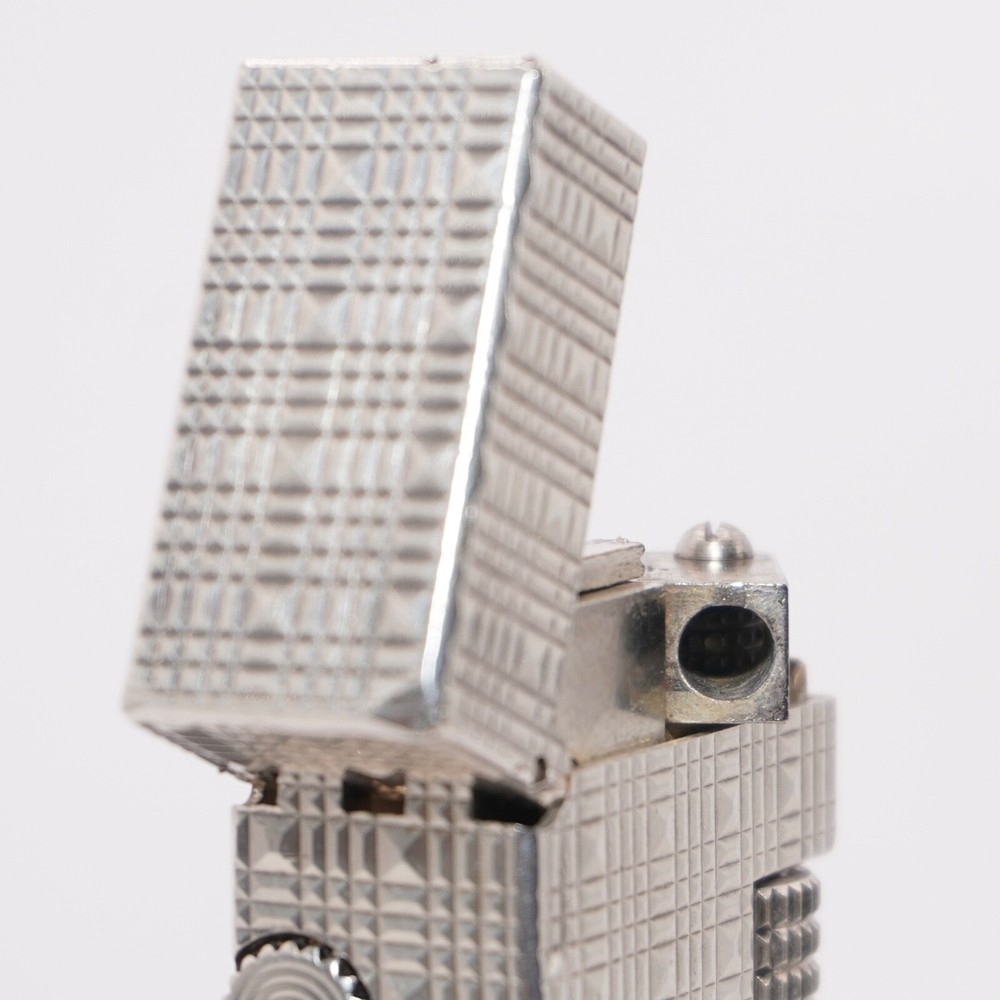 Dunhill Lighter Silver Tartan Pattern-Ultrasonically Cleaned_Working