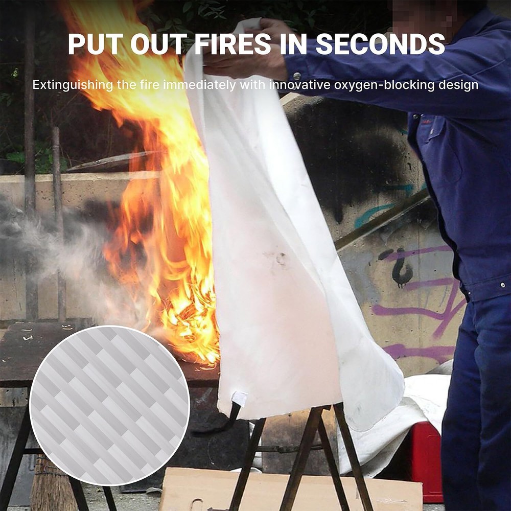 2024 Emergency Fire Blanket, Extinguisher 1 Pack, White
