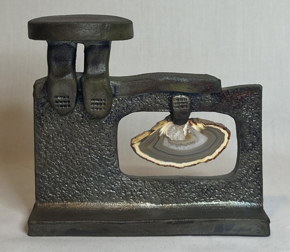 Helene Fielder Raku Fired Ceramic Geode Art Sculpture