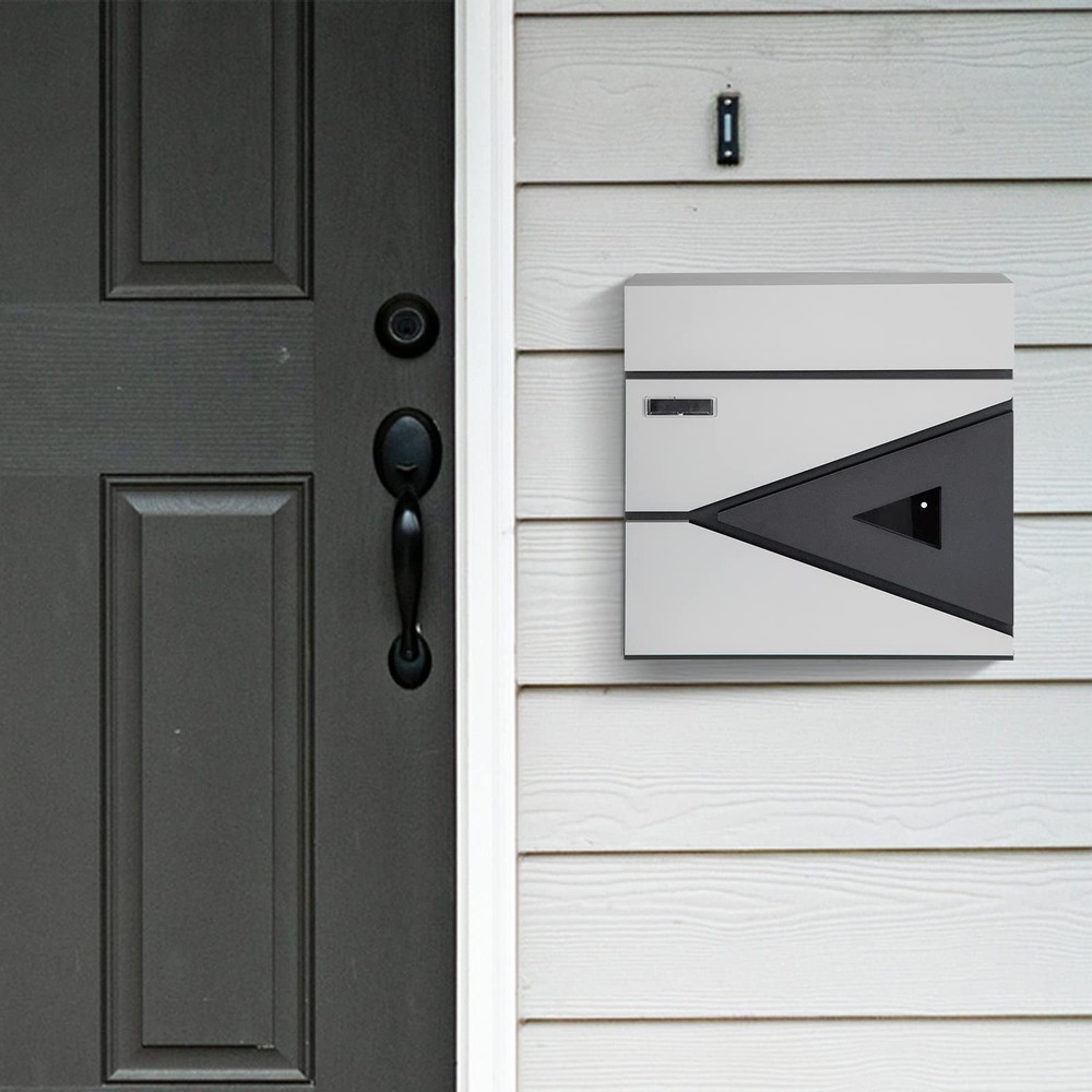 Locking Wall-Mount Mailbox, Large Capacity 16*16*4.5inch, Gray-square