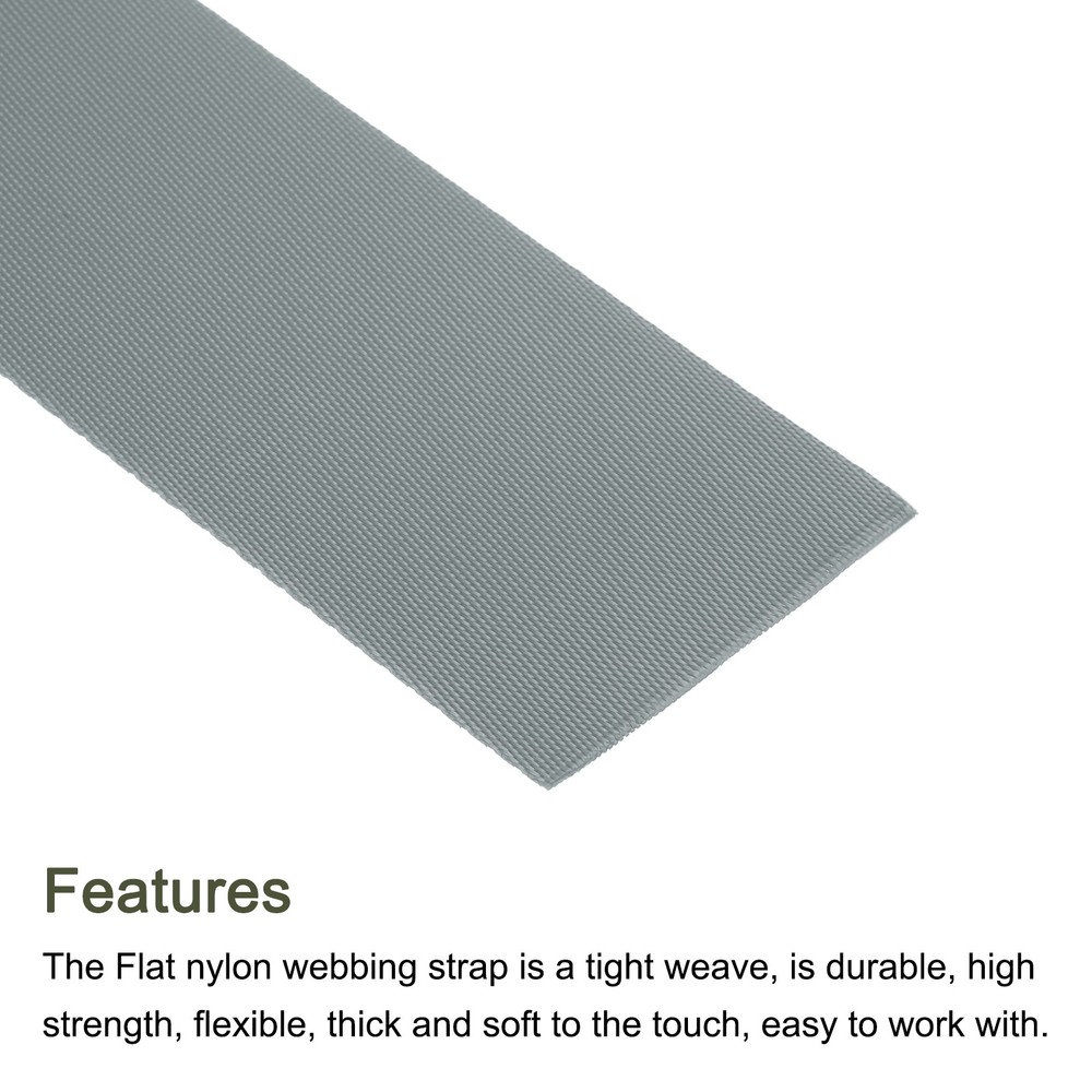 Flat Nylon Webbing Strap 2 Inch 10 Yards Iron Gray for Backpack