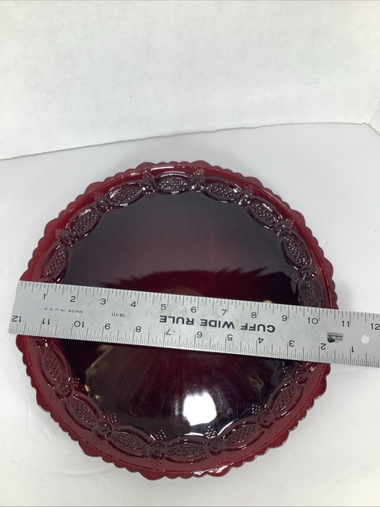 Avon Cape Cod 1876 Ruby Red 10.5” Cake Plate & Matching Server