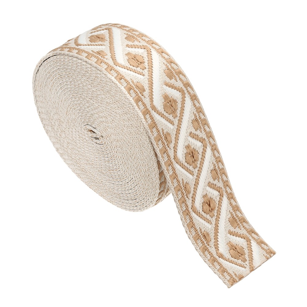 4.75Yards Cotton Webbing Strap 38mm Jacquard Webbing Strap, Cream-Khaki