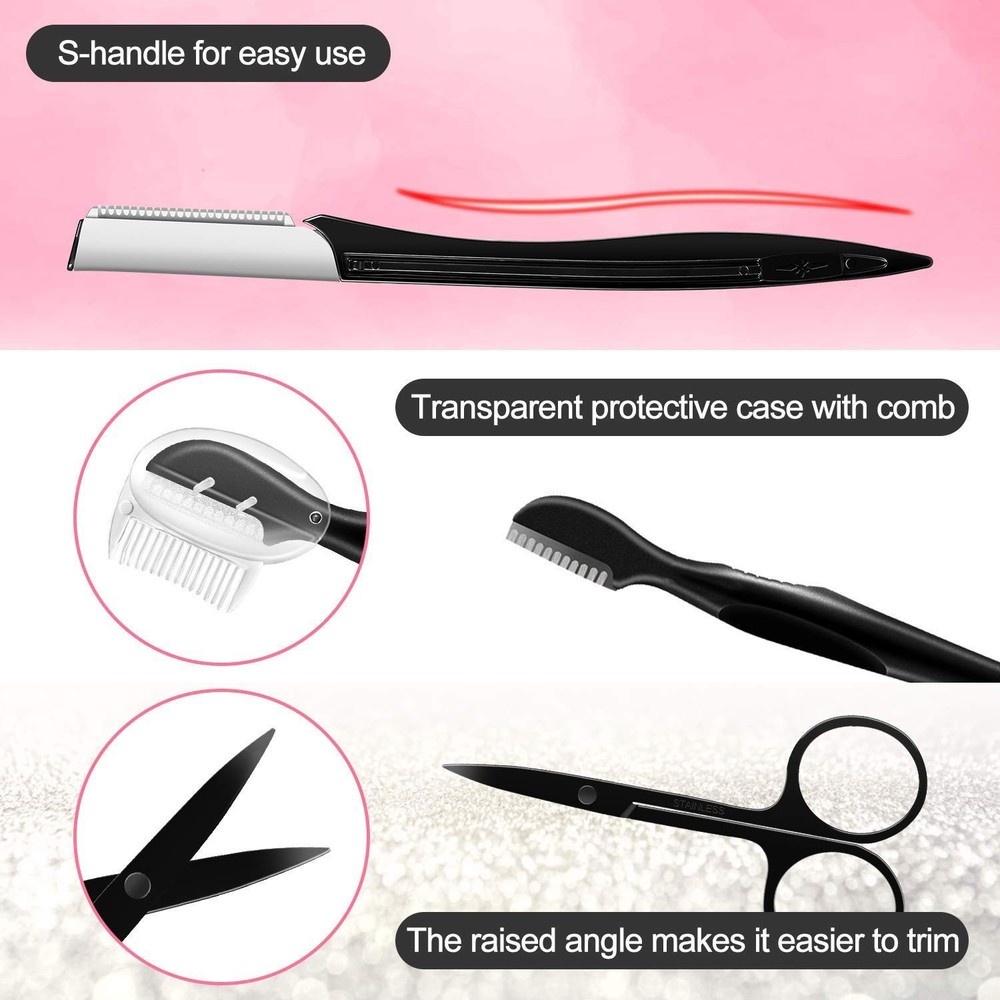Beginners Eyebrow Kit: 9 Tools Including Scissors & Tweezers for Perfect Brows