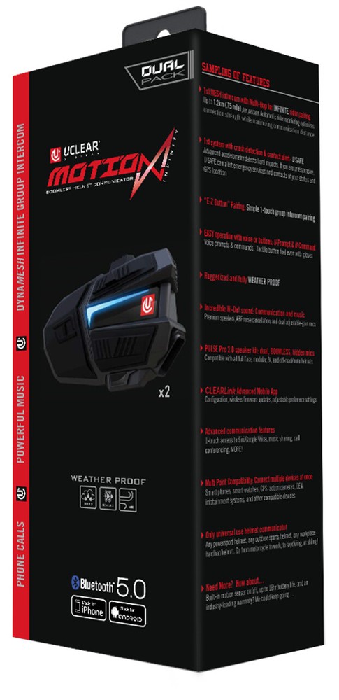 U-Clear Motion Infinity Helmet Bluetooth Communication System Dual Pack