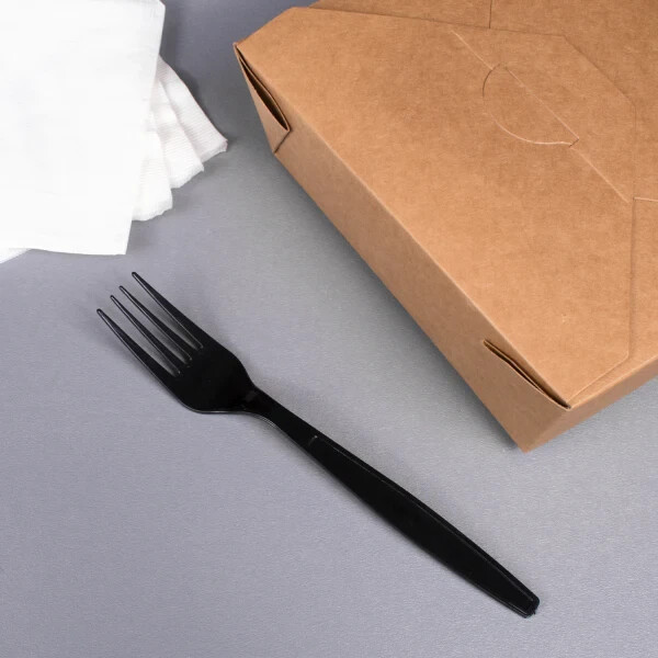 Karat PS Plastic Extra Heavy Weight Fork - Black - 1,000 ct, U2020B