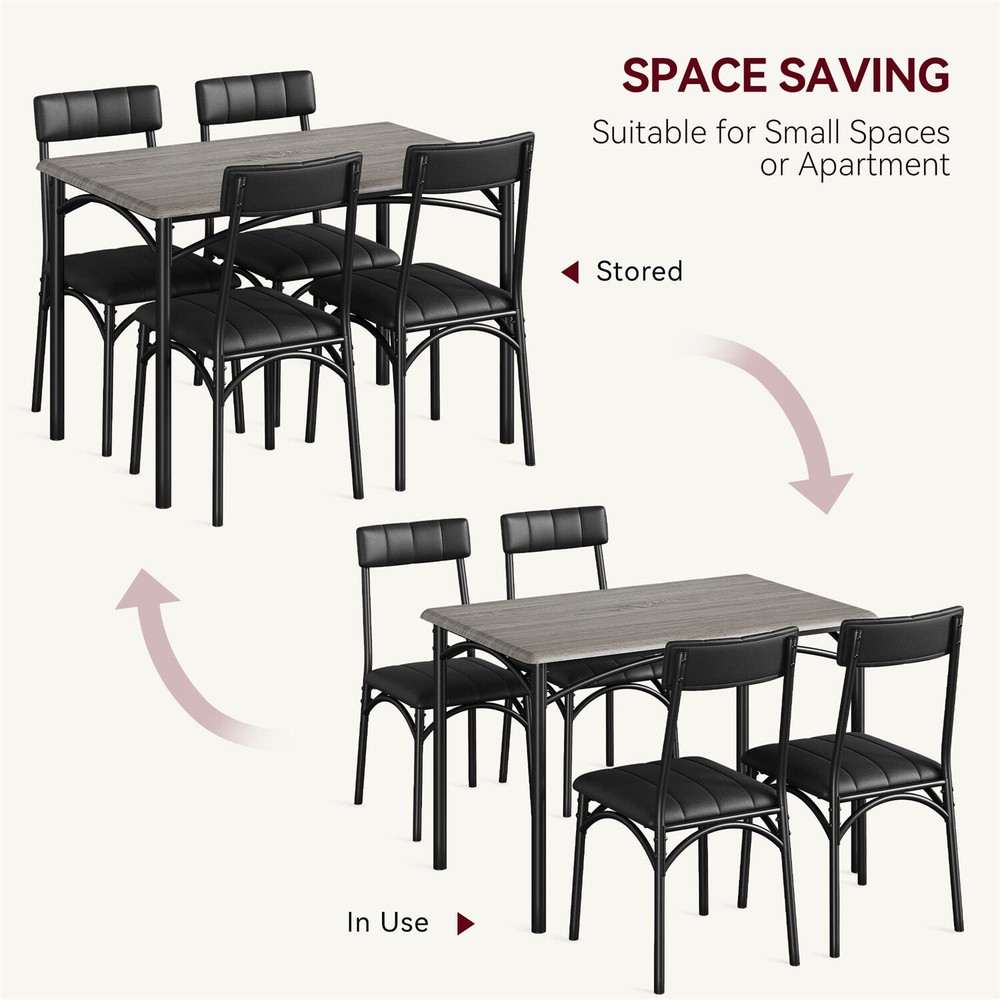 Dining Table Set for 4 Kitchen Table Chairs Metal Wood Upholstered Dining Sets
