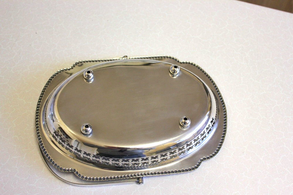 Vintage Oval Silver Plated Sweet Dish with Swing Handle (4464)
