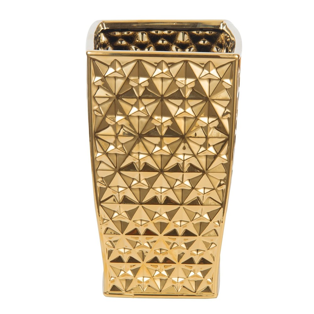 Ceramic Gold Square Bathroom Trash Can – Decorative Wastebasket