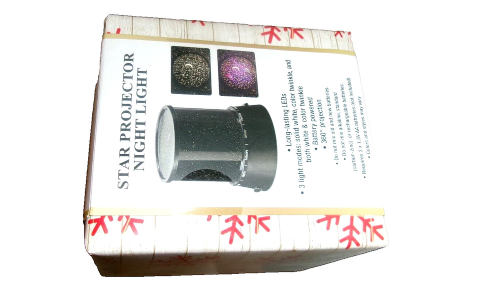 360 LED Star Projector Night Light LED 3 Light Modes Solid/Twinkle Battery Power