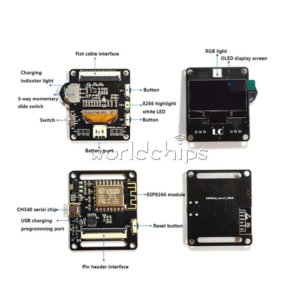 ESP8266 DIY Watch Programmable ESP WIFI ESP-12F OLED Display Development Board