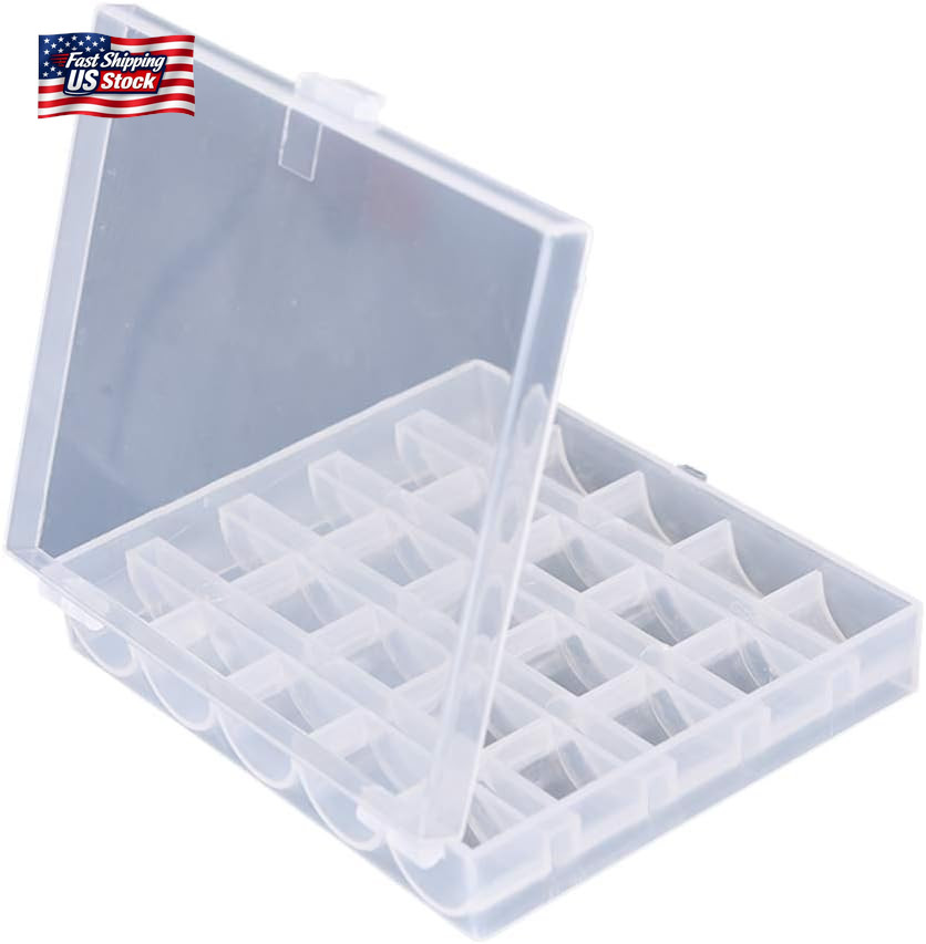 AKIRO 25 Slots Empty Bobbins Spools Box, Sewing Craft Plastic Case Storage Box f